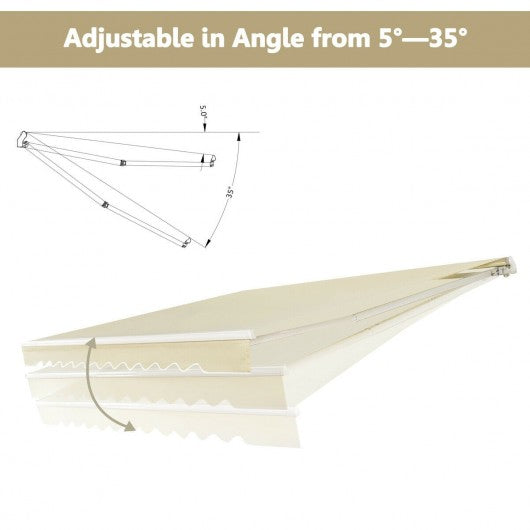 12' x 10' Retractable Patio Awning Aluminum Sunshade Shelter-Beige
