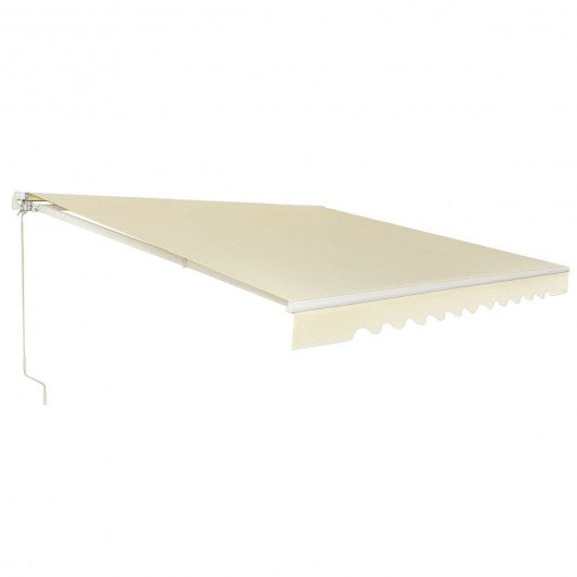 12' x 10' Retractable Patio Awning Aluminum Sunshade Shelter-Beige