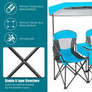 Portable Folding Camping Canopy Chairs with Cup Holder-Blue