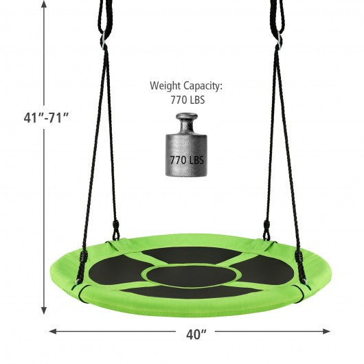 40" 770 lbs Flying Saucer Tree Swing Kids Gift with 2 Tree Hanging Straps-Green