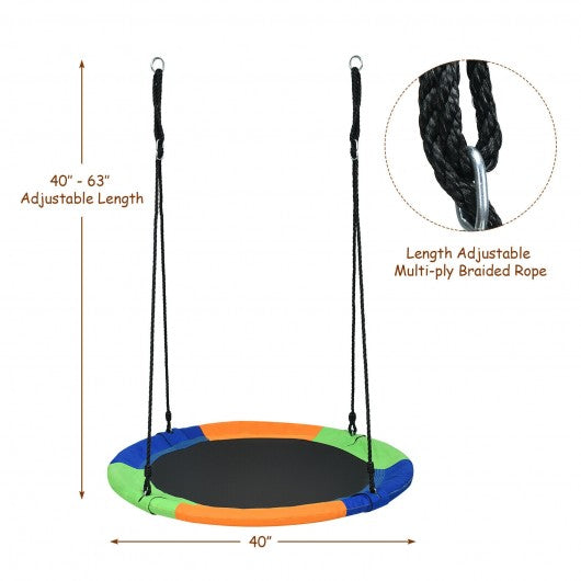 40-Inch Flying Saucer Tree Swing Outdoor Play Set with Adjustable Ropes Gift for Kids