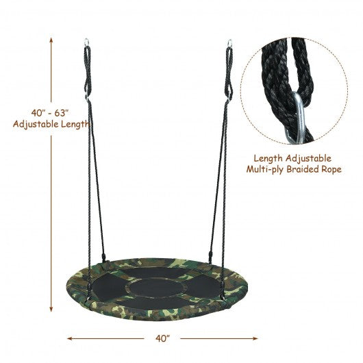 40" Flying Saucer Tree Swing Outdoor Play Set with Adjustable Ropes Gift for Kids