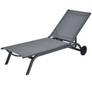 6-Position Adjustable Fabric Outdoor Patio Recliner Chair-Gray