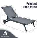 6-Position Adjustable Fabric Outdoor Patio Recliner Chair-Gray