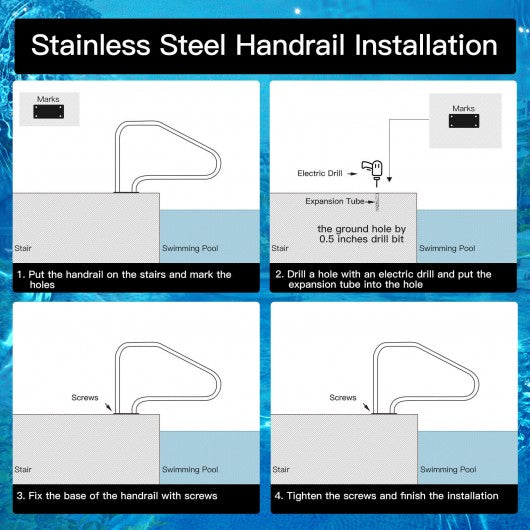 49 Inch Stainless Steel Mounted Swimming Pool Stair Rail