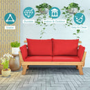 Adjustable  Patio Convertible Sofa with Thick Cushion -Red