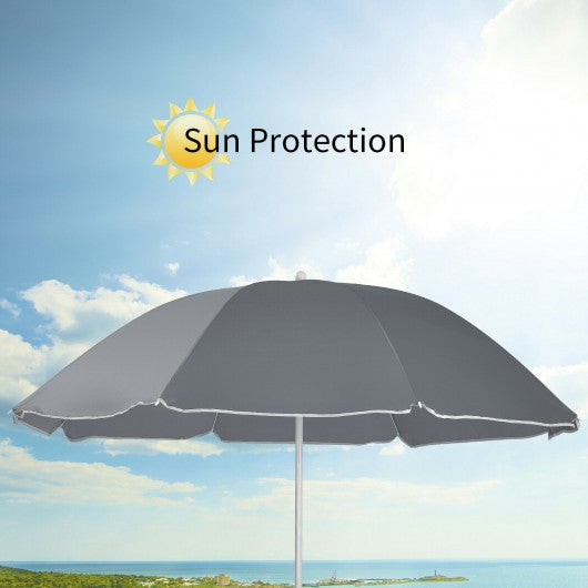 Portable Folding Picnic Double Chair With Umbrella-Gray