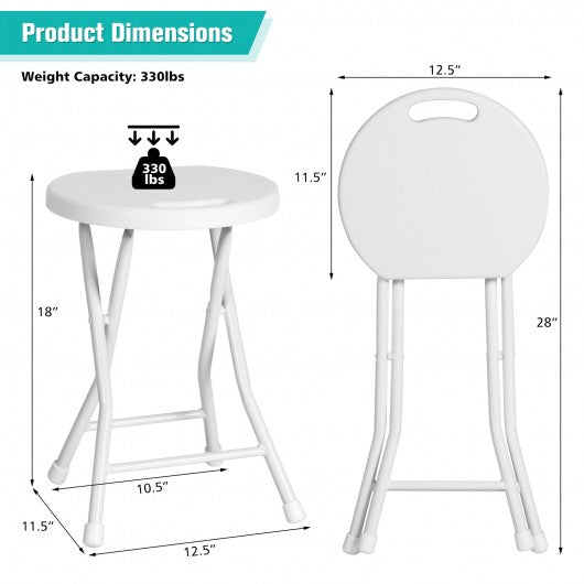 Set of 4 18" Collapsible Round Stools with Handle