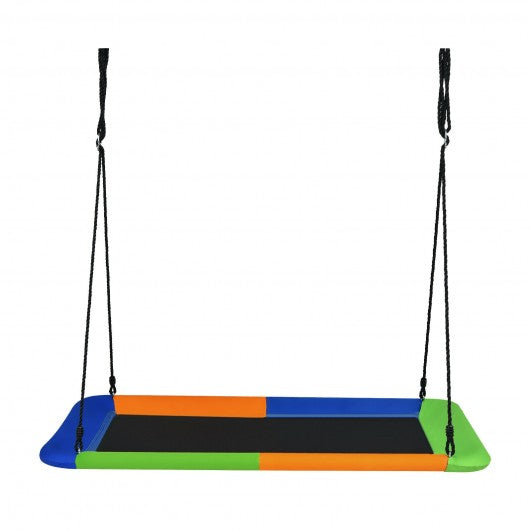 60" Platform Tree Swing Outdoor with  2 Hanging Straps-Blue & Orange