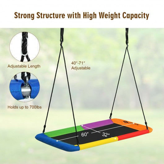 60" Platform Tree Swing Outdoor with  2 Hanging Straps-Multicolor
