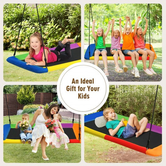 60" Platform Tree Swing Outdoor with  2 Hanging Straps-Multicolor