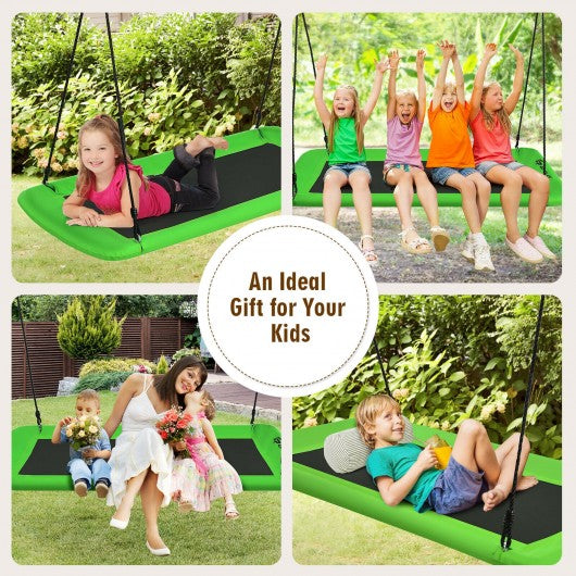 60" Platform Tree Swing Outdoor with  2 Hanging Straps-Green