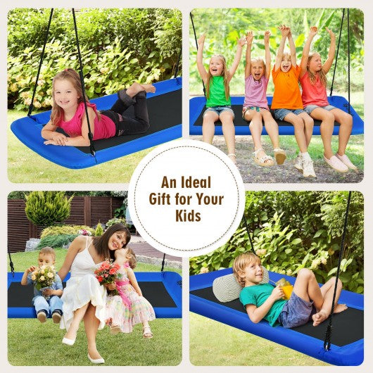 60" Platform Tree Swing Outdoor with  2 Hanging Straps-Blue