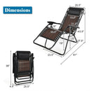 Folding Rattan Zero Gravity Lounge Chair with Removable Head Pillow-Coffee