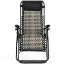 2Pcs Folding Patio Rattan Zero Gravity Lounge Chair-Gray