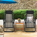 2Pcs Folding Patio Rattan Zero Gravity Lounge Chair-Gray