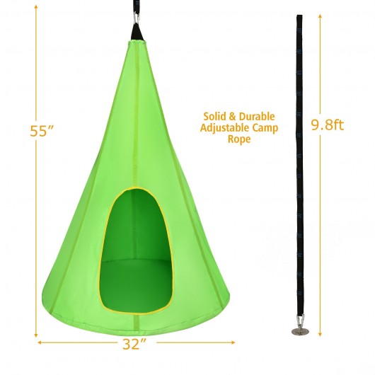 32" Kids Nest Swing Chair Hanging Hammock Seat for Indoor Outdoor-Green