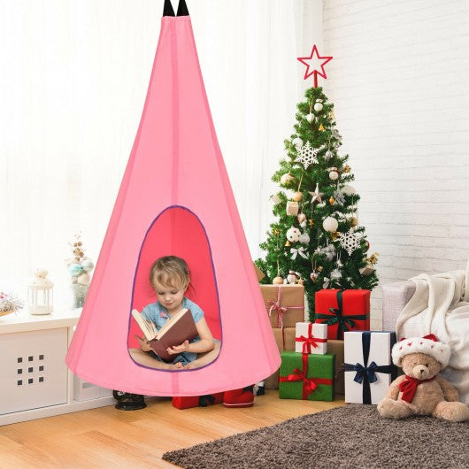 32" Kids Nest Swing Chair Hanging Hammock Seat for Indoor and Outdoor-Pink