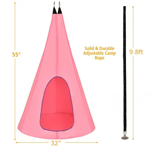 32" Kids Nest Swing Chair Hanging Hammock Seat for Indoor and Outdoor-Pink