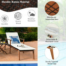 3 Pieces Protable Patio Cushioned Rattan Lounge Chair Set with Folding Table-White