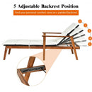 3 Pieces Protable Patio Cushioned Rattan Lounge Chair Set with Folding Table-White