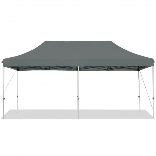 10'x20' Adjustable Folding Heavy Duty Sun Shelter with Carrying Bag-Gray