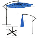 10 Ft Solar LED Offset Umbrella with 40 Lights and Cross Base for Patio-Blue