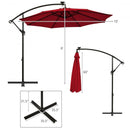 10 Ft Solar LED Offset Umbrella with 40 Lights and Cross Base for Patio-Wine