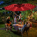 10 Ft Solar LED Offset Umbrella with 40 Lights and Cross Base for Patio-Wine