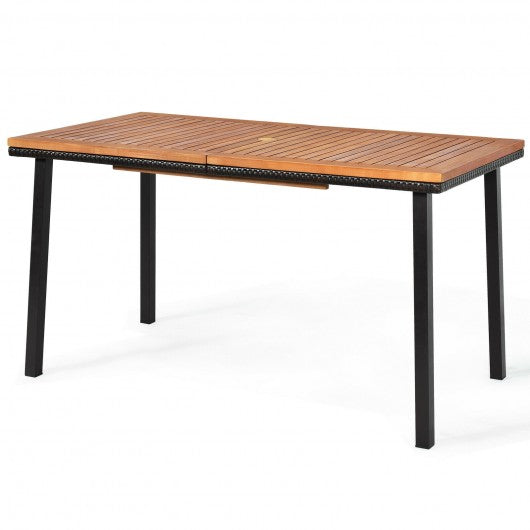 55" Patio Rattan Dining Table with Umbrella Hole
