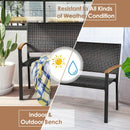 Outdoor Patio Rattan Wicker Bench with Armrest for Garden