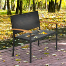 Outdoor Patio Rattan Wicker Bench with Armrest for Garden