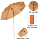 6.5ft Portable Thatched Tiki Beach Umbrella with Adjustable Tilt for Poolside and Backyard