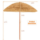 6.5ft Portable Thatched Tiki Beach Umbrella with Adjustable Tilt for Poolside and Backyard