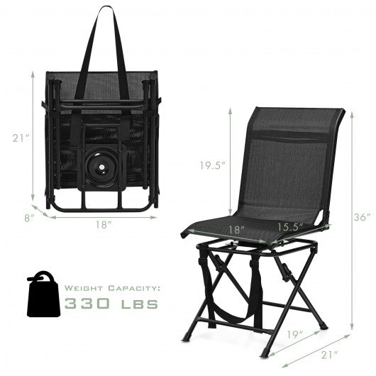 Foldable 360-degree Swivel Hunting Chair with Iron Frame for All-weather Outdoor