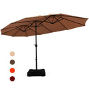 15 Foot Extra Large Patio Double Sided Umbrella with Crank and Base-Tan