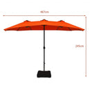15 Ft Solar LED Patio Double-sided Umbrella Market Umbrella with Weight Base-Orange