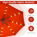 15 Ft Solar LED Patio Double-sided Umbrella Market Umbrella with Weight Base-Orange