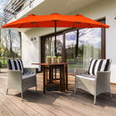 15 Ft Solar LED Patio Double-sided Umbrella Market Umbrella with Weight Base-Orange