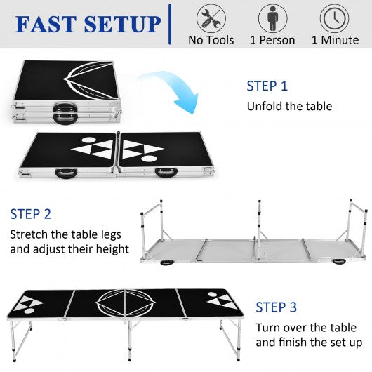 8 Foot Portable Party Drinking Game Table
