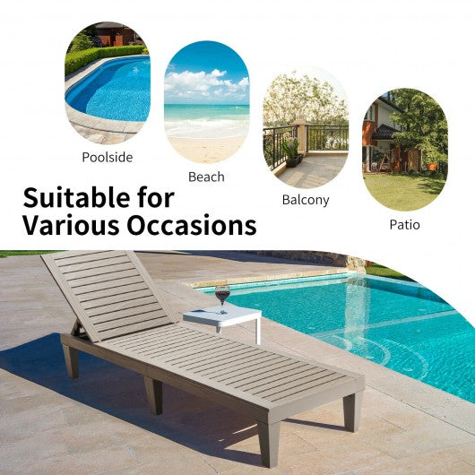 Outdoor Recliner Chair with 5-Position Adjustable Backrest-Brown