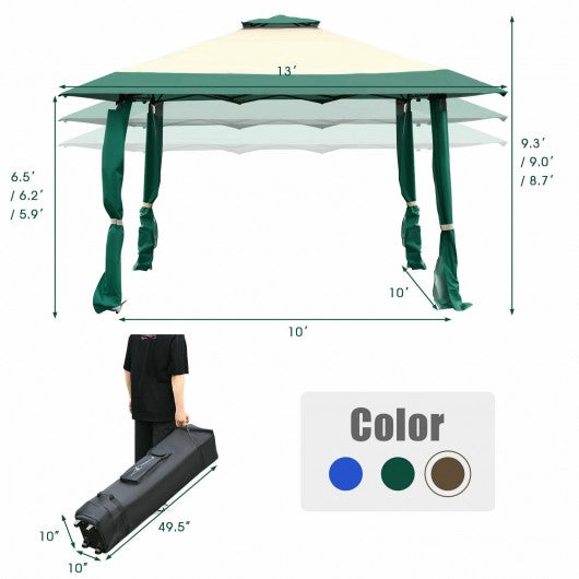 13'x13' Pop Up Canopy Tent Instant Outdoor Folding Canopy Shelter-Green