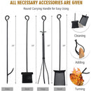 36 Inch Fireplace Log Holder with Kindling Holders and Shovel