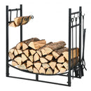 30 Inch Firewood Rack with 4 Tool Set Kindling Holders for Indoor and Outdoor