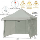 10x10ft Pop up Gazebo with 4 Height and Adjust Folding  Awning -Gray