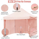 10x10ft Pop up Gazebo with 4 Height and Adjust Folding  Awning -Pink