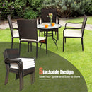 Set of 4 Patio Rattan Stackable Dining Chair with Cushioned Armrest for Garden