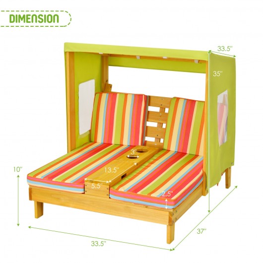 Kids Lounge Patio Lounge Chair with Cup Holders and Awning