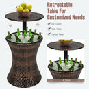 Height Adjustable Patio Rattan Cooler Bar Table-Black