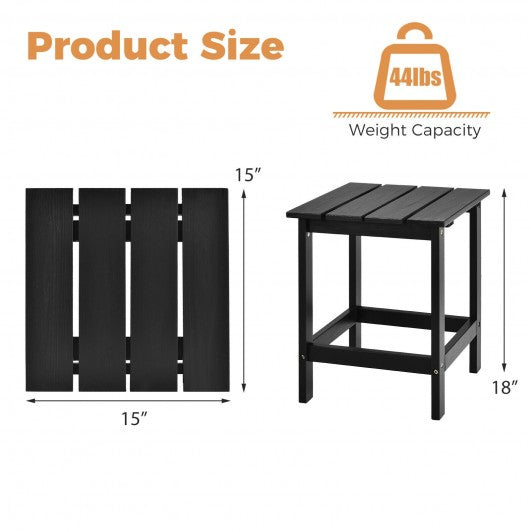 15" Patio Square Wooden Slat End Side Coffee Table for Garden-Black